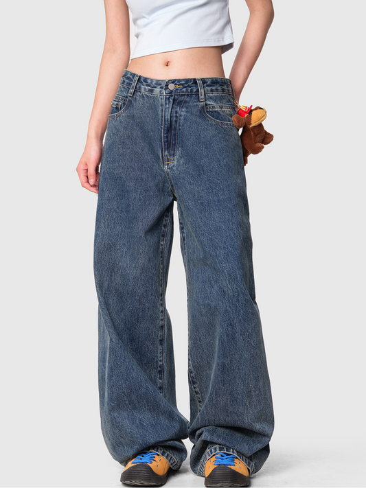 Frostborn - Women's Straight Washed Floor-Length Jeans