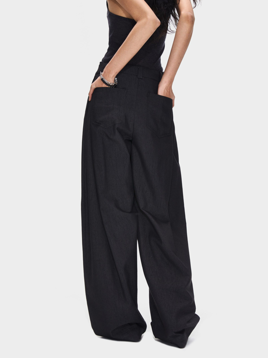 Ashcrest - Women's Draped Curved Pleated Straight-Leg Pants