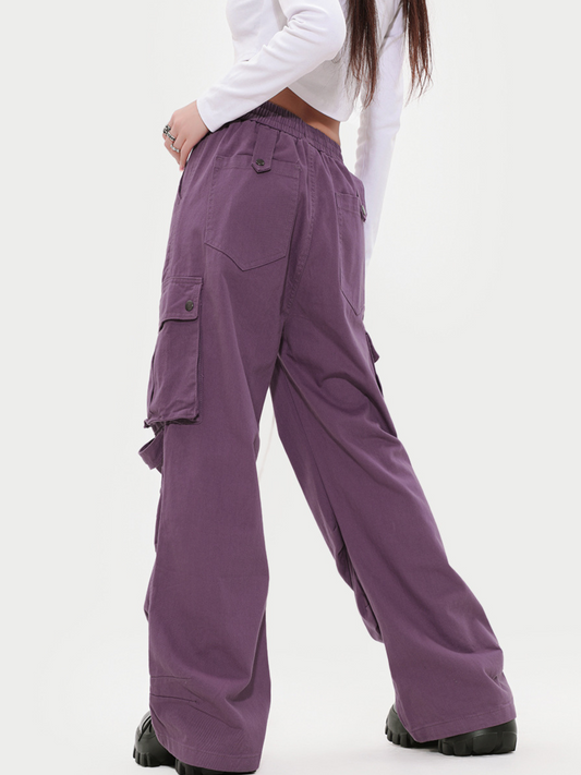 ThornView - Women's Elastic Waist Ruched Cargo Pants