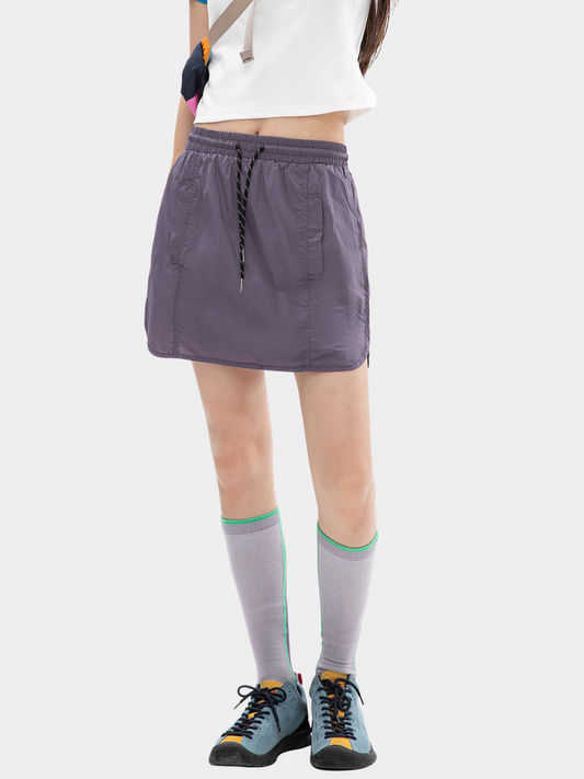 EchoPeak - Women's Utility Slit A-Line Mini Built-in Lining Skirt