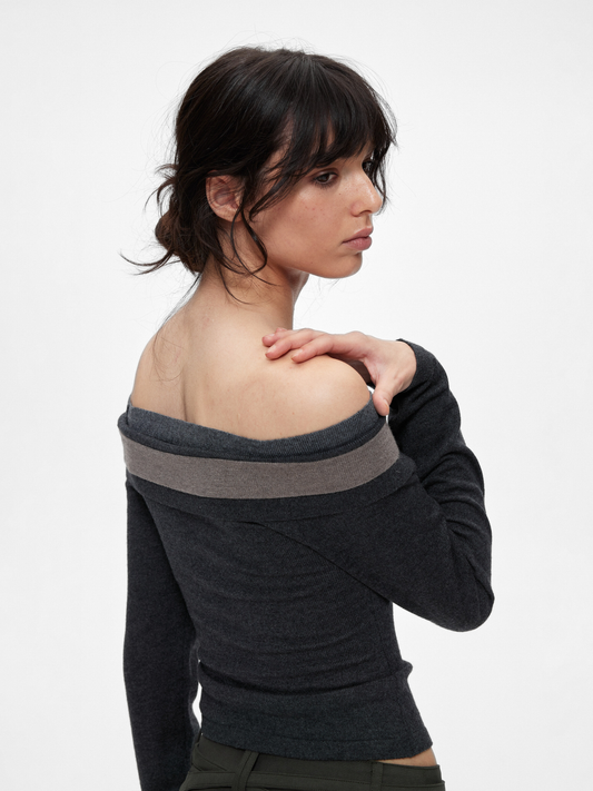 Ironwood - Women's Color-Block Off-Shoulder Knit Slim-Fit Top