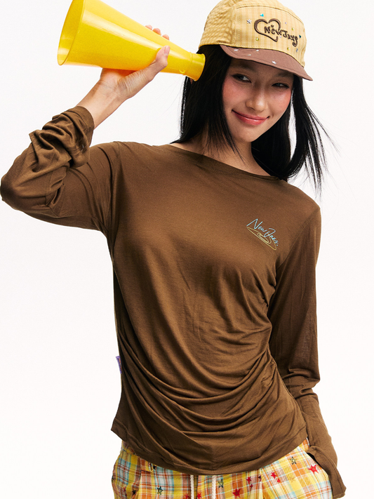 Ashbase - Women's Lightweight Lyocell Star Print Long Sleeve Top
