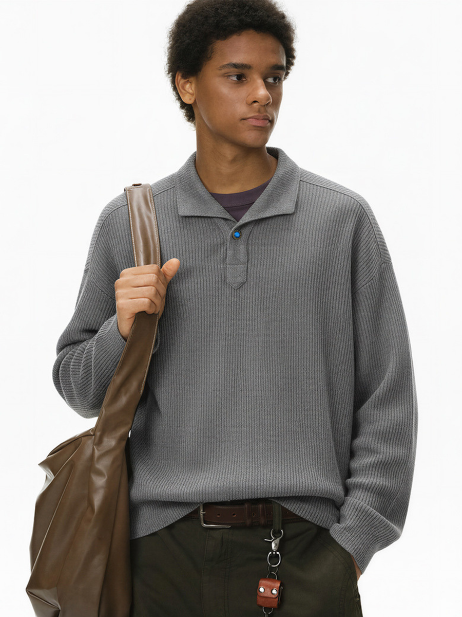 Shade - One-Piece Collar Long Sleeve Polo Shirt