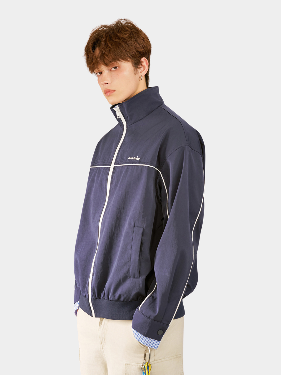 HawkRoc - Stand Collar Plaid Utility Jacket