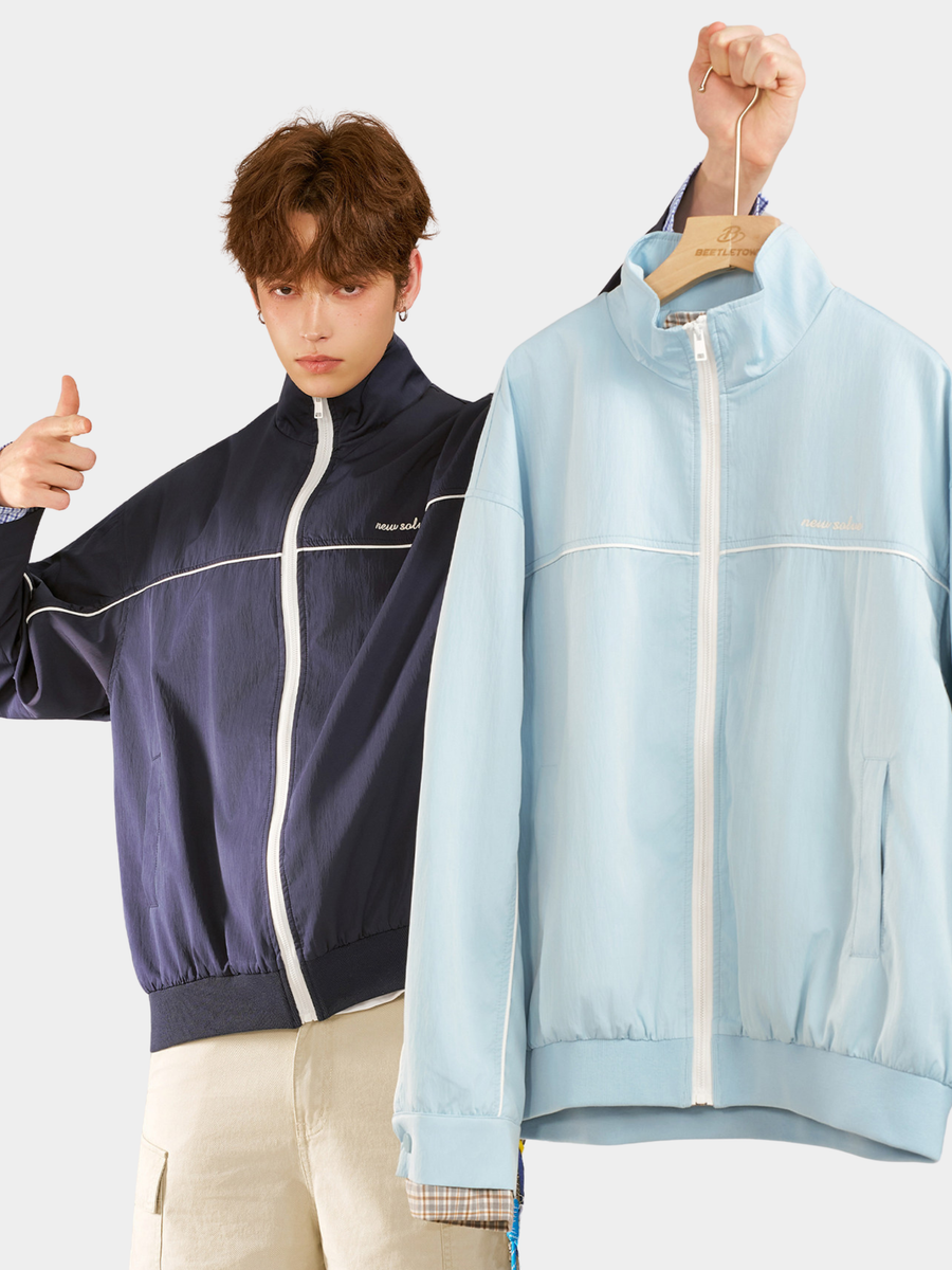 HawkRoc - Stand Collar Plaid Utility Jacket