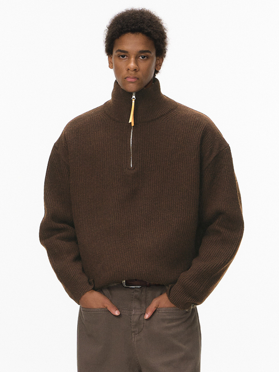Thistle - Half-Zip High-Neck Knit Sweater