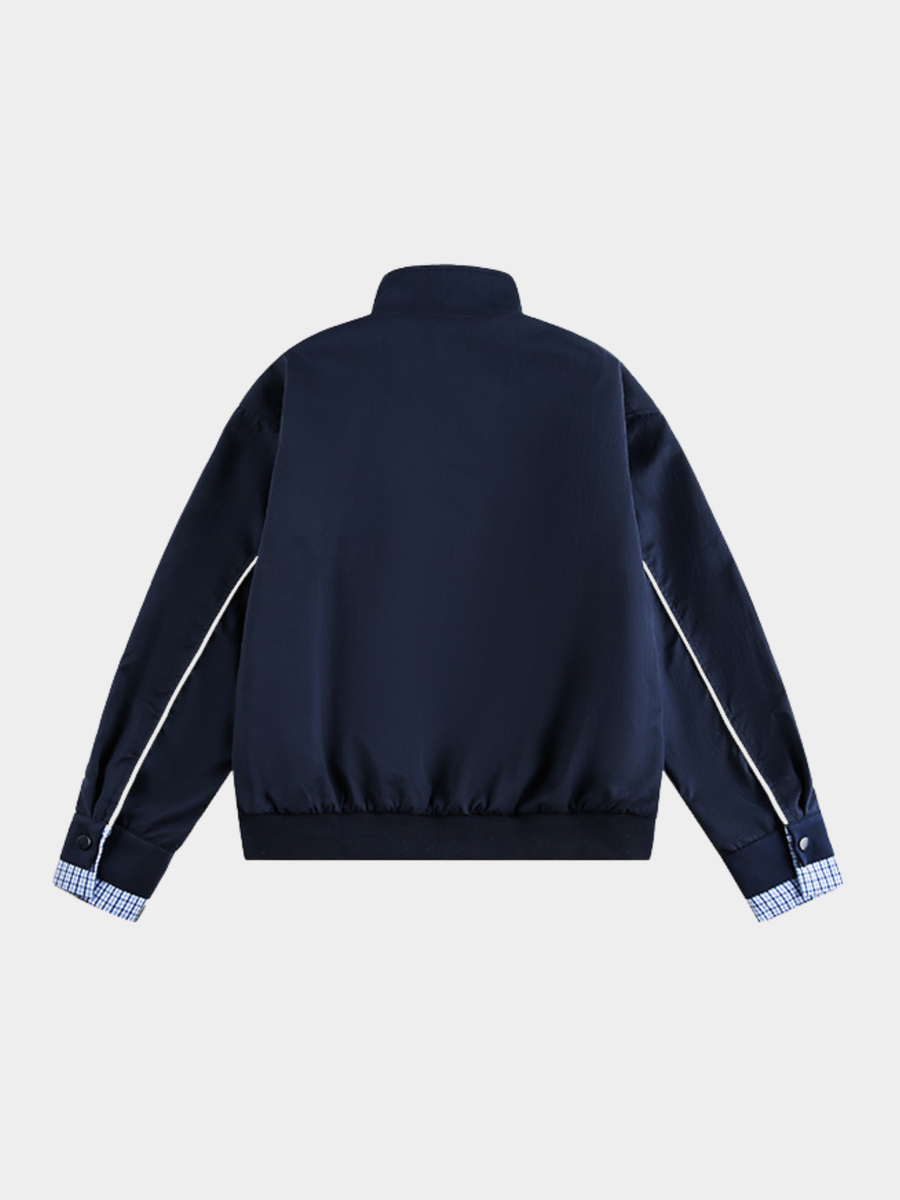 HawkRoc - Stand Collar Plaid Utility Jacket