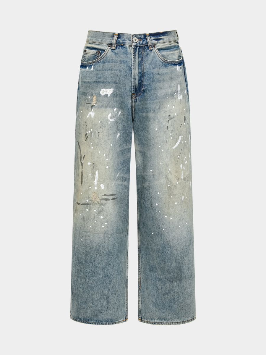 DryClip - Men's Paint-Splatter Distressed Denim Jeans