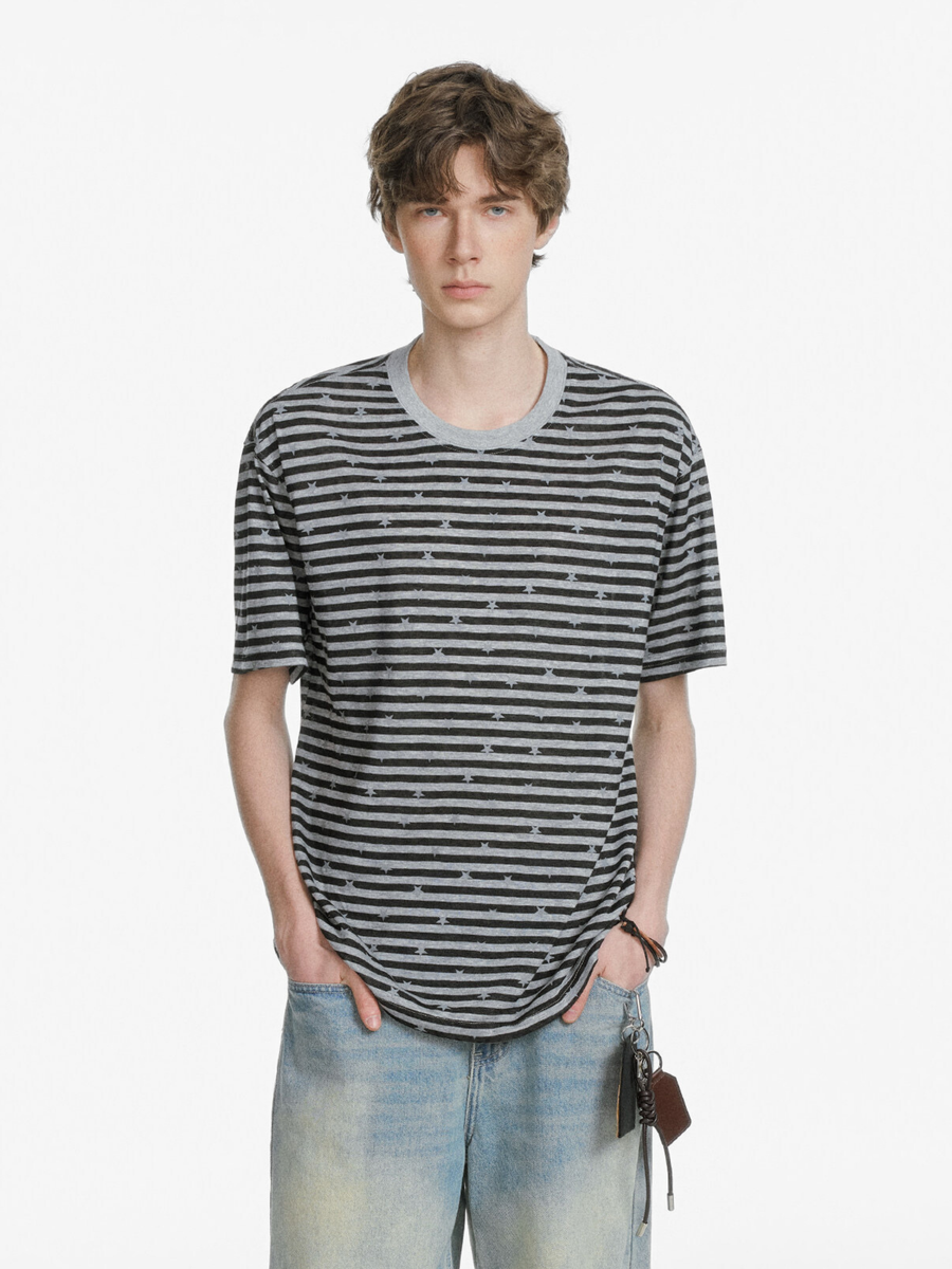 Ashdrift - Striped Star Lyocell Short Sleeve T-Shirt
