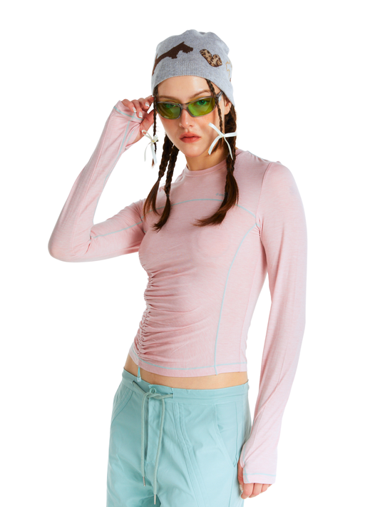 Cragnest - Women's 5A Antibacterial Wool Blend Ruched Quick-Dry T-Shirt