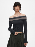 Ironwood - Women's Color-Block Off-Shoulder Knit Slim-Fit Top