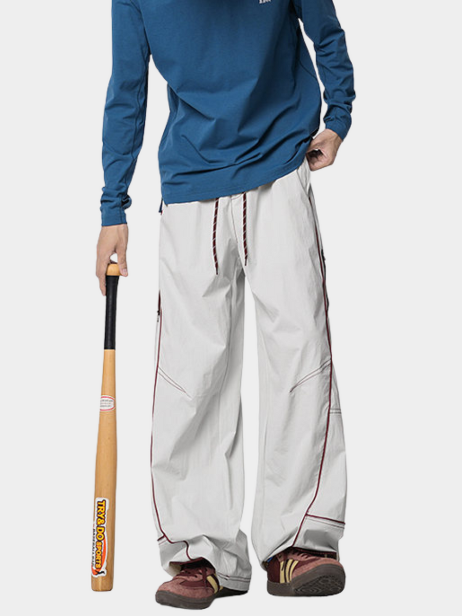 FoxView - Three-Proof Colorblock Striped Curved-Cut Pants