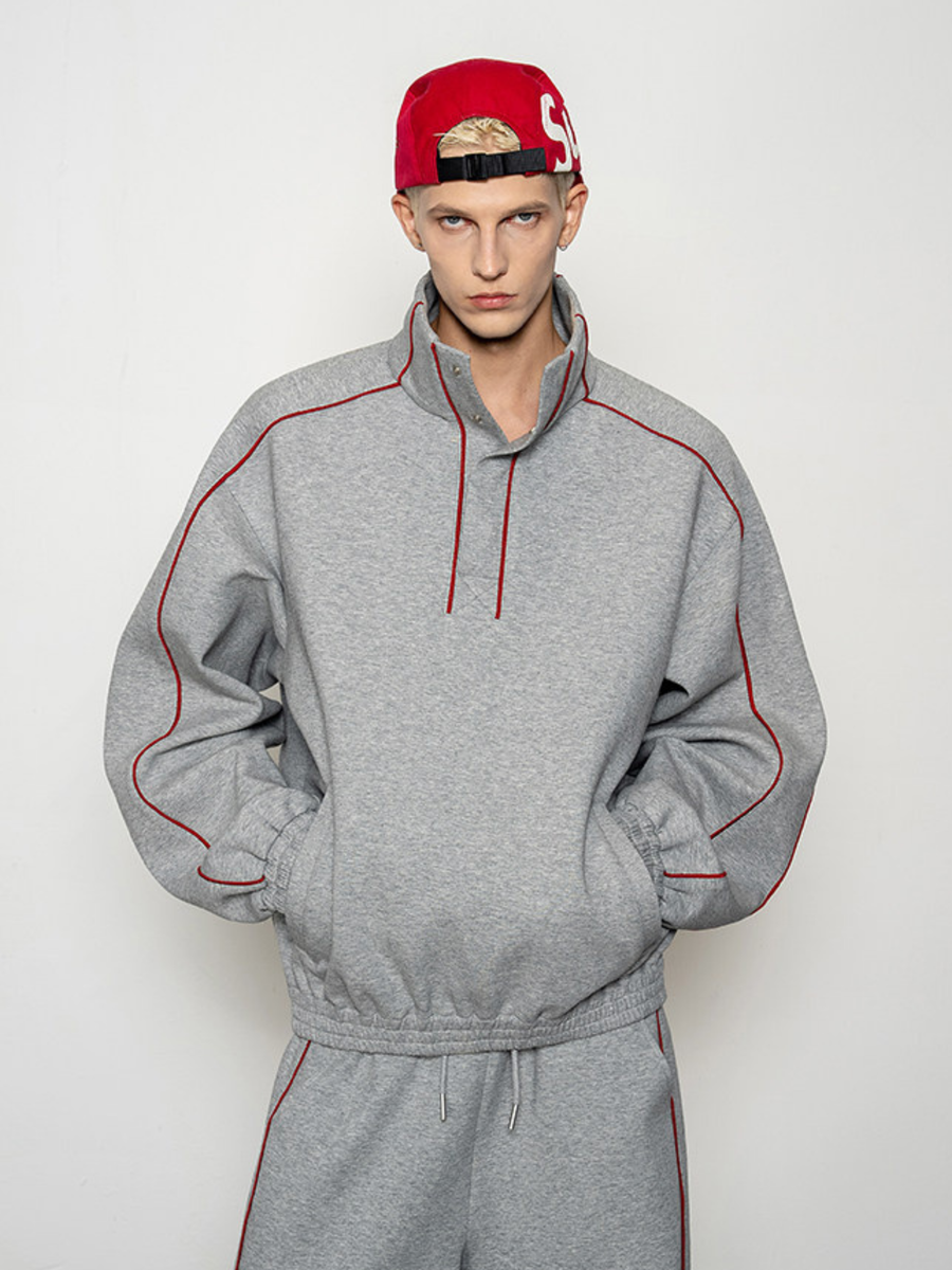 Emberthrone - Men's High-Neck Sweatshirt & Curved-Leg Jogger Set