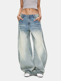 FrostRift - Women's Mid-Low Rise Curved Wide-Leg Denim Jeans