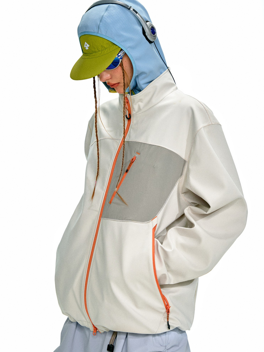 Driftcore - Unisex Teflon Water-Repellent Colorblock Zip-Up Stand Collar Jacket