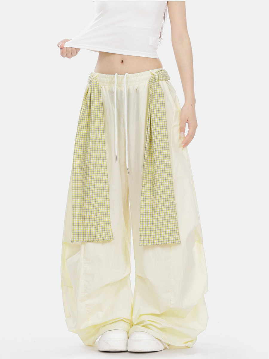 SoftEarth - Women's Plaid Panel Belt Straight-Leg Pants