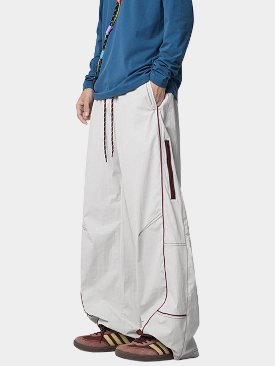 FoxView - Three-Proof Colorblock Striped Curved-Cut Pants