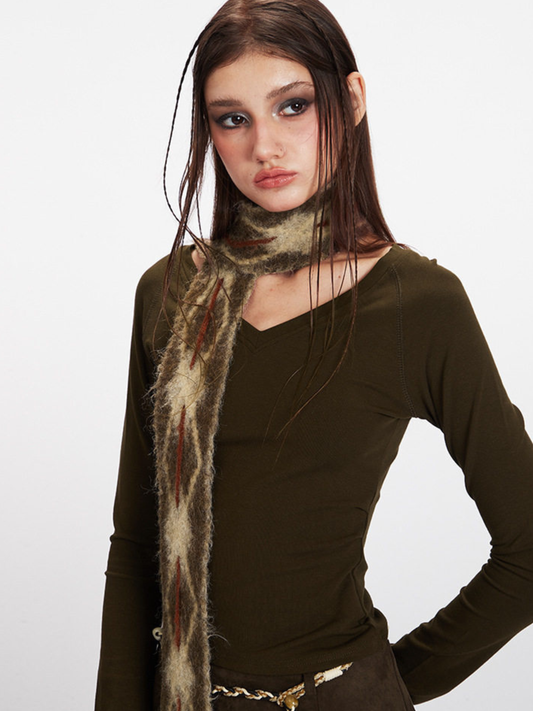 Frostfrost - Women's V-Neck Raglan Slim-Fit Long Sleeve Tee