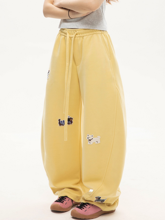 FrostView - Women's Dachshund Patch Embroidery Straight Leg Pants