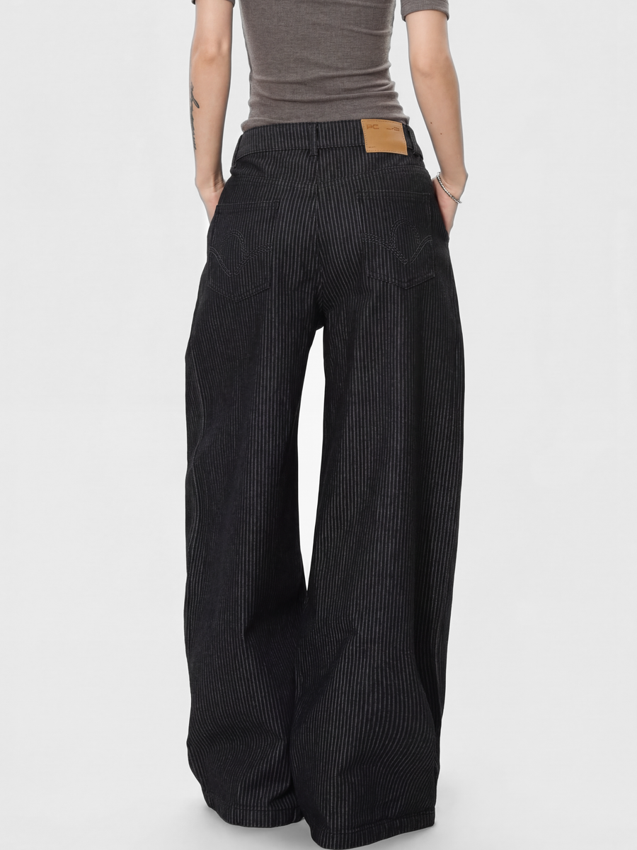 MistRidge - Women's Striped Wide-Leg Straight Pants