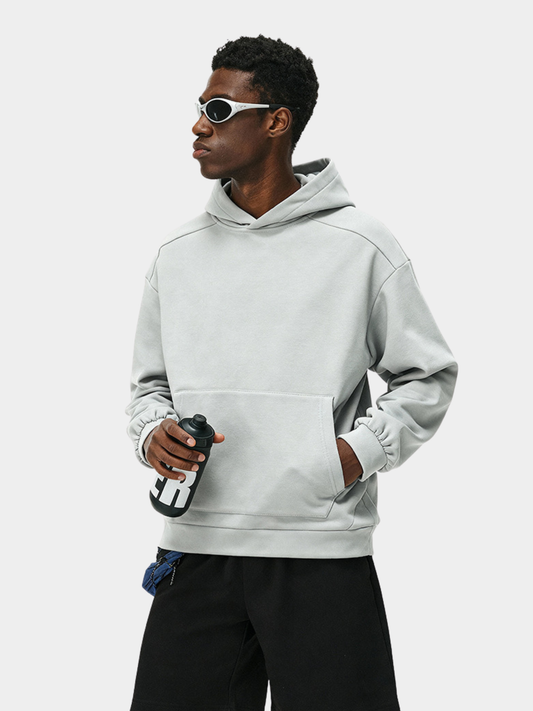 Blackthorn - Men's Fleece-Lined Solid Color Pullover Hoodie Jacket