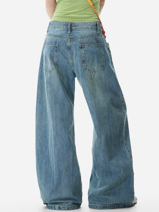LowFell - Women's Washed Relaxed Straight-Leg Denim Jeans