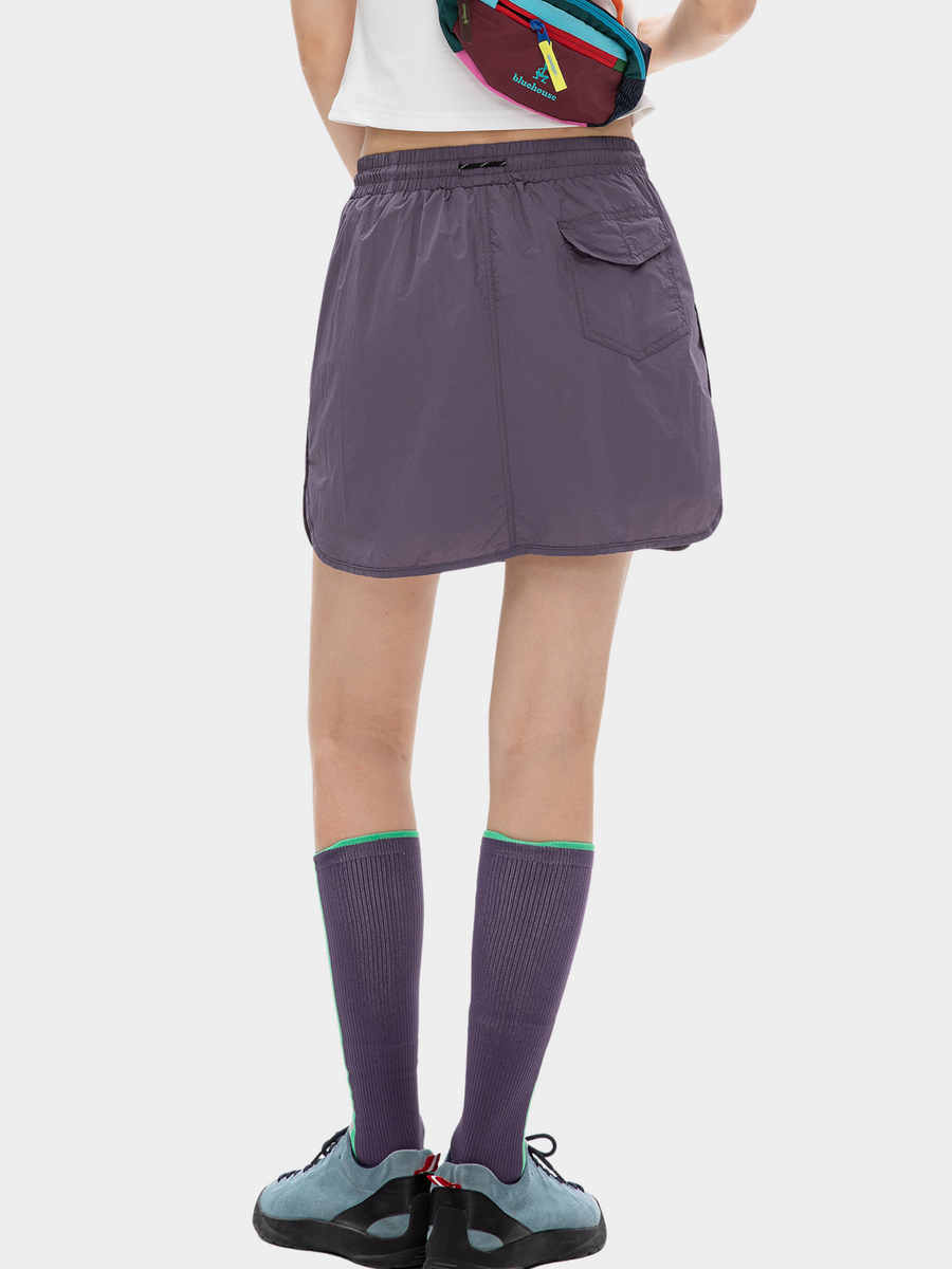 EchoPeak - Women's Utility Slit A-Line Mini Built-in Lining Skirt