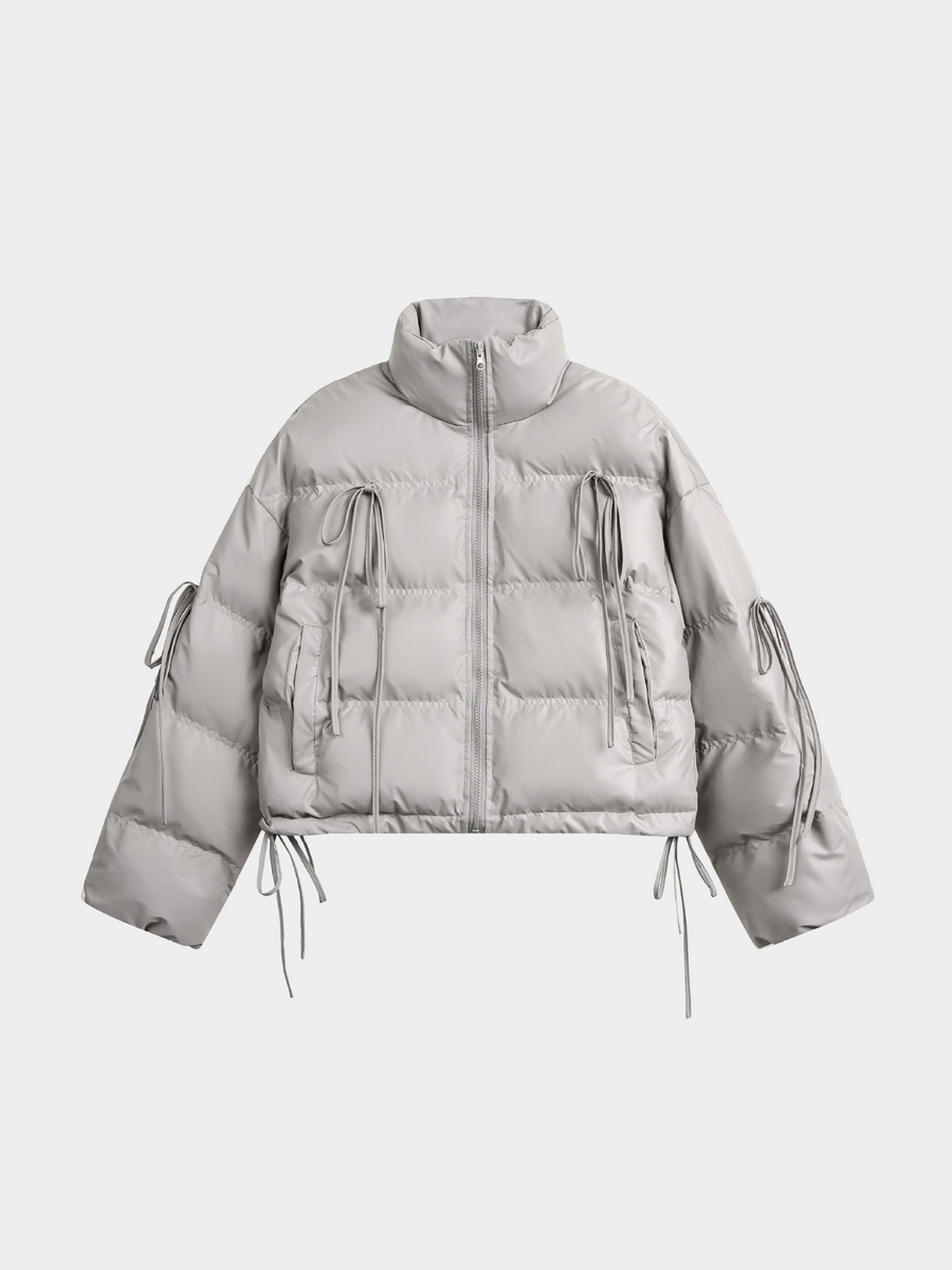 RavenMark - Women‘s Tassel Tie-Front Short Padded Jacket