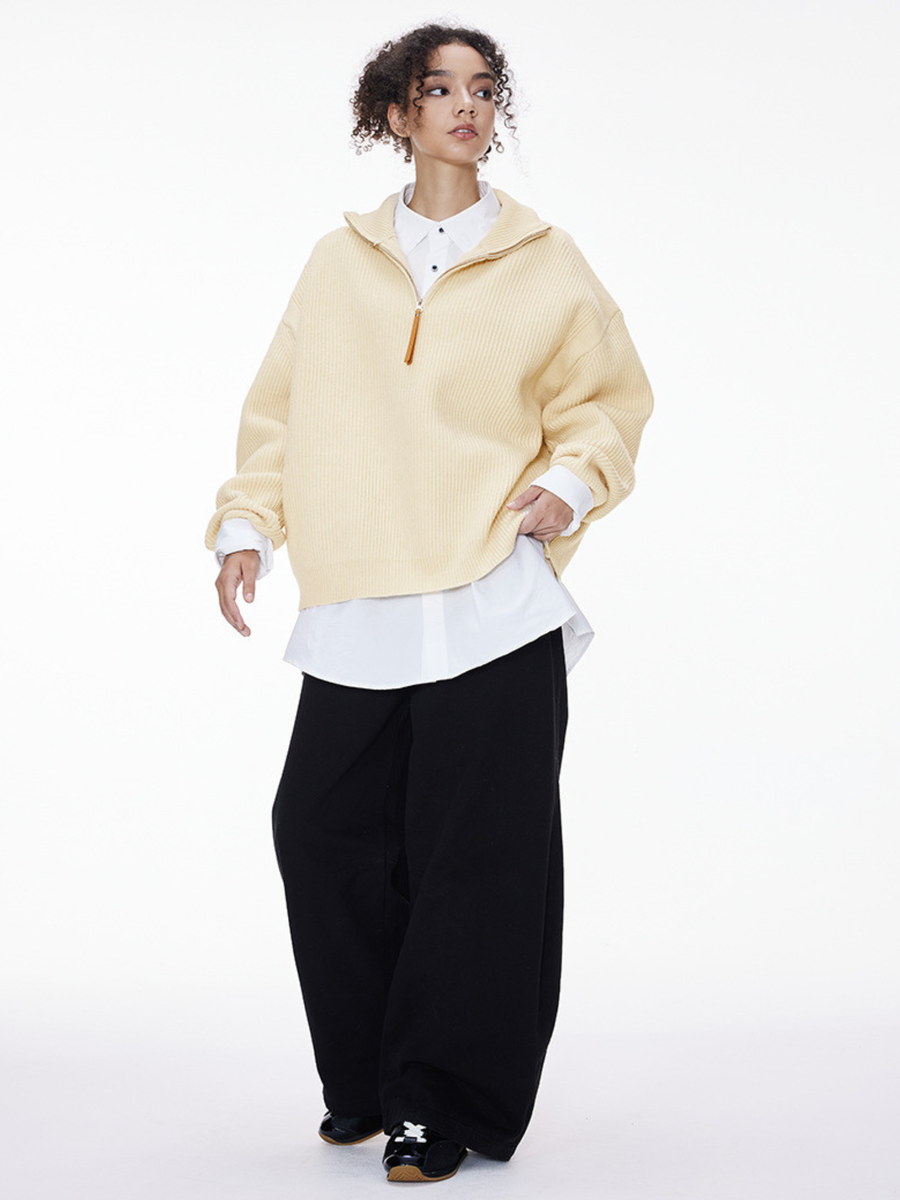 Thistle - Unisex Half-Zip High-Neck Knit Sweater