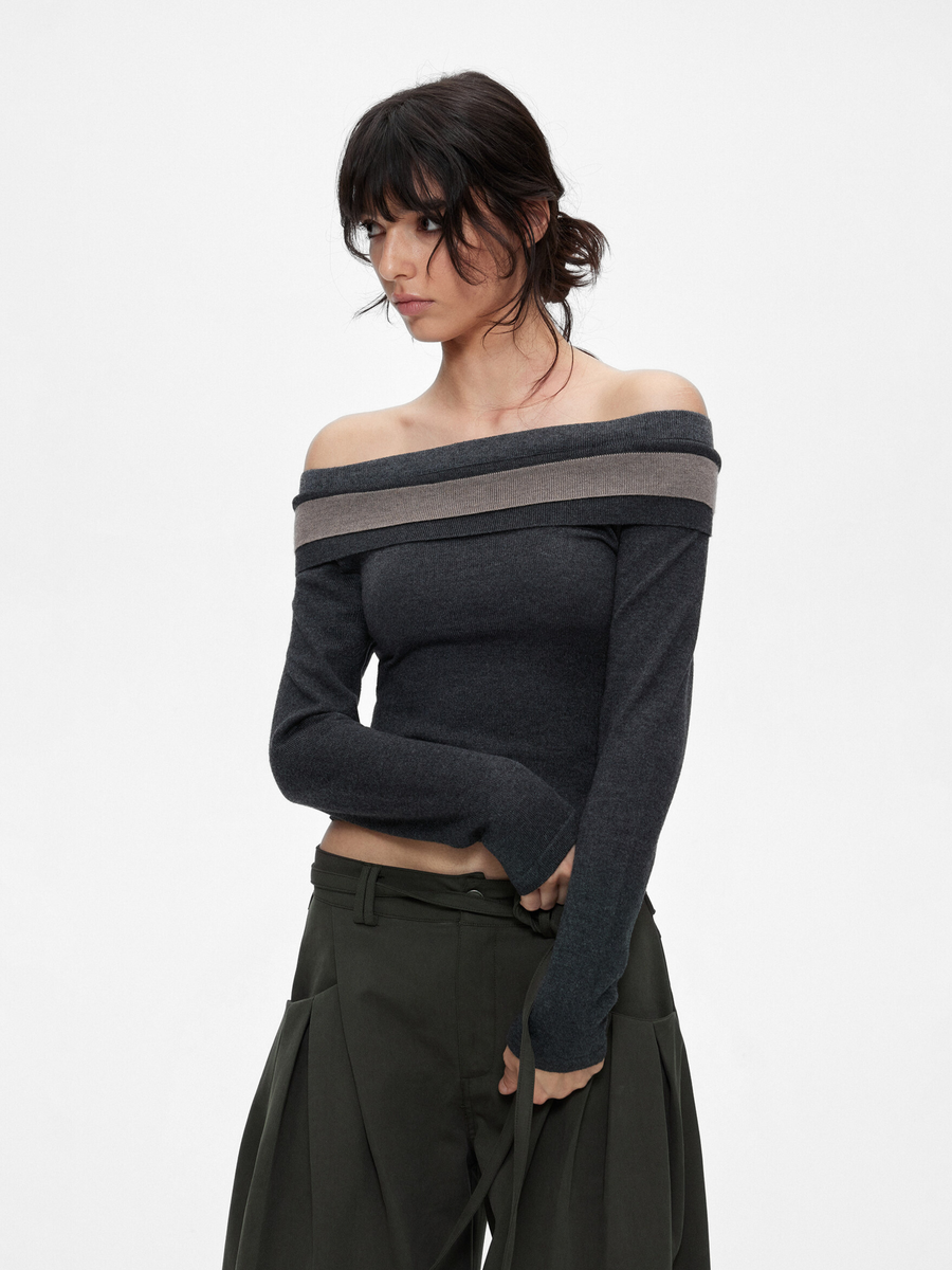 Ironwood - Women's Color-Block Off-Shoulder Knit Slim-Fit Top