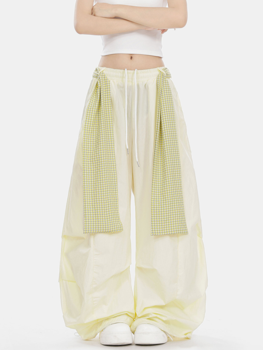 SoftEarth - Women's Plaid Panel Belt Straight-Leg Pants