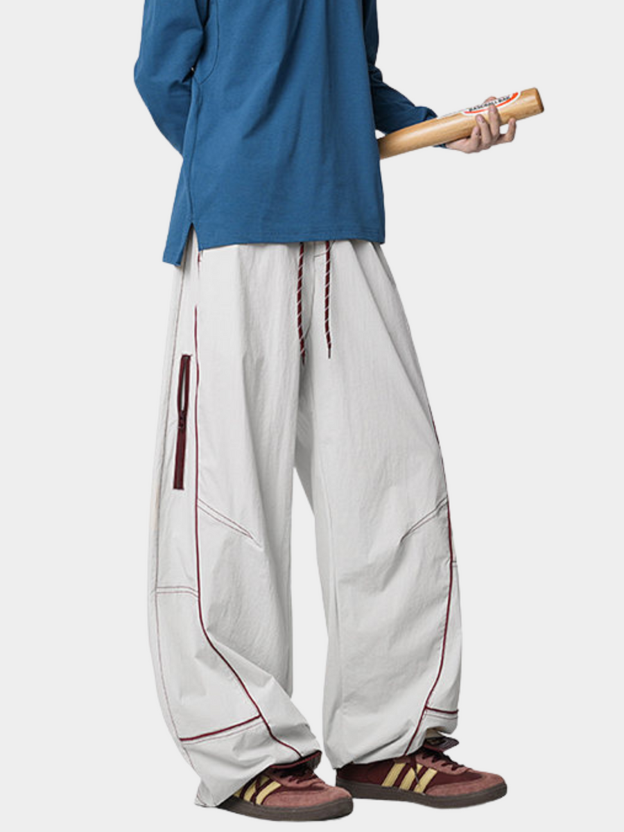 FoxView - Three-Proof Colorblock Striped Curved-Cut Pants