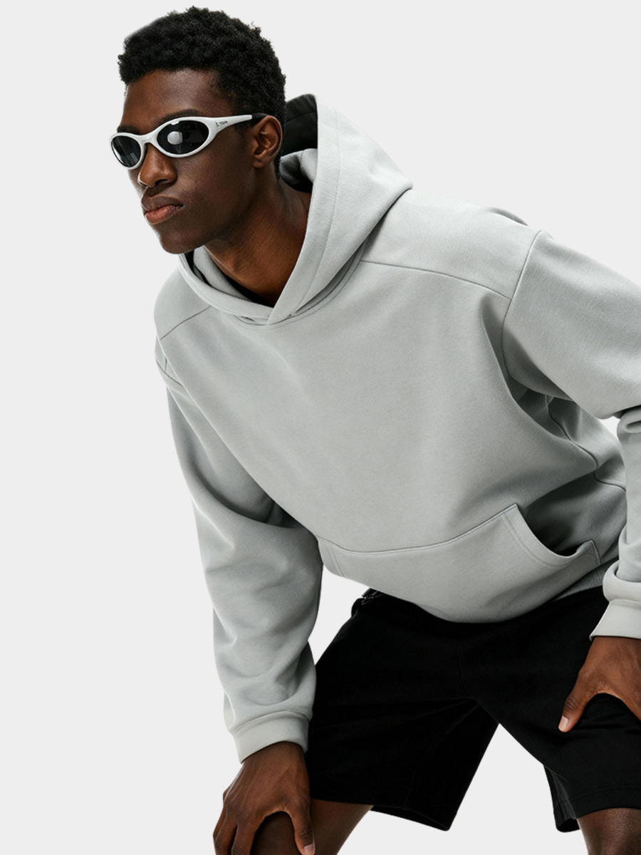 Blackthorn - Men's Fleece-Lined Solid Color Pullover Hoodie Jacket