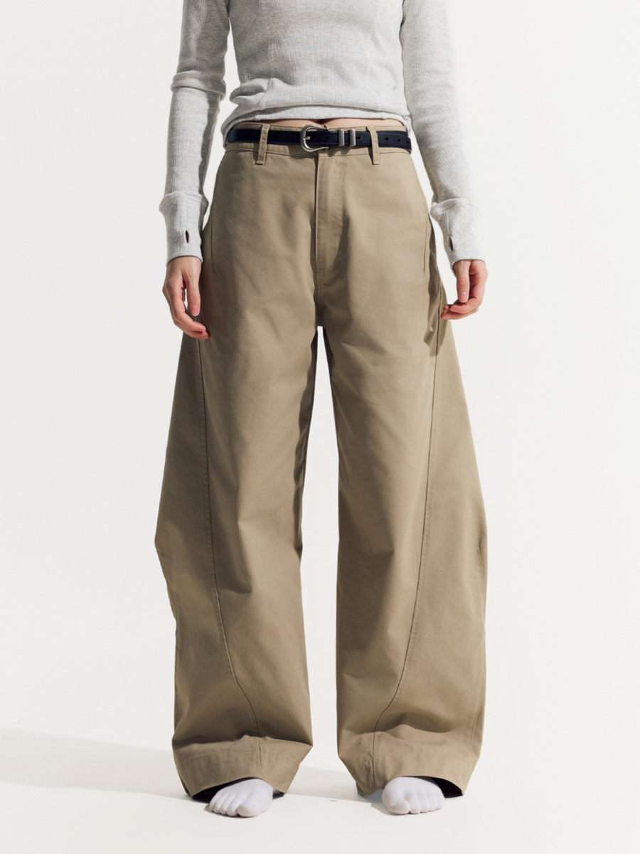 EagleView - Minimalist Wide-Cut Bamboo Wool Curved Pants