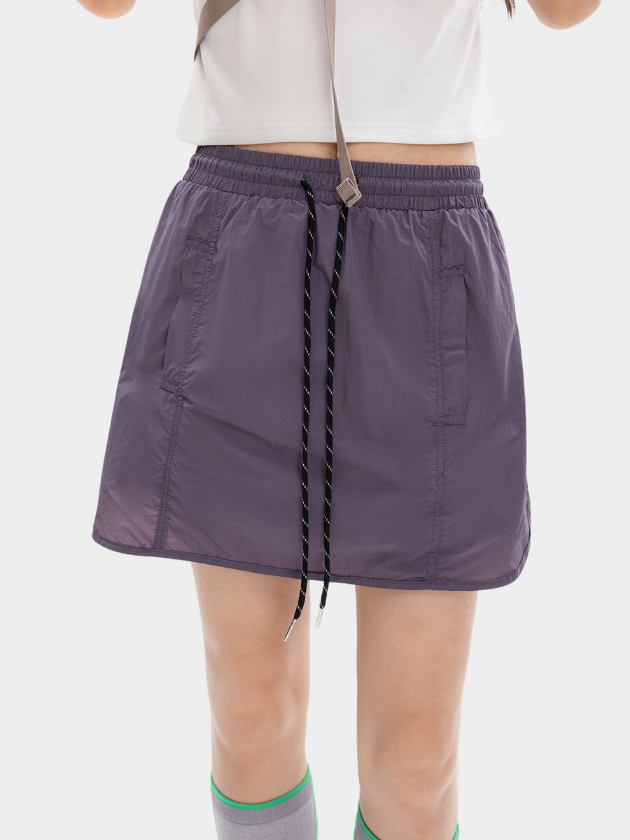 EchoPeak - Women's Utility Slit A-Line Mini Built-in Lining Skirt