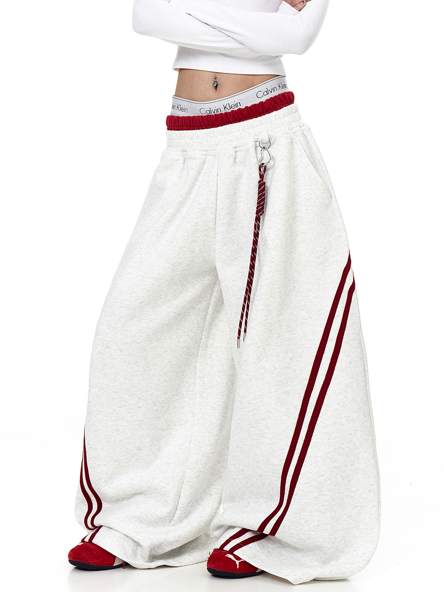 Iceveil -Women's Double-Waist Blade-Cut Wide-Leg Sweatpants