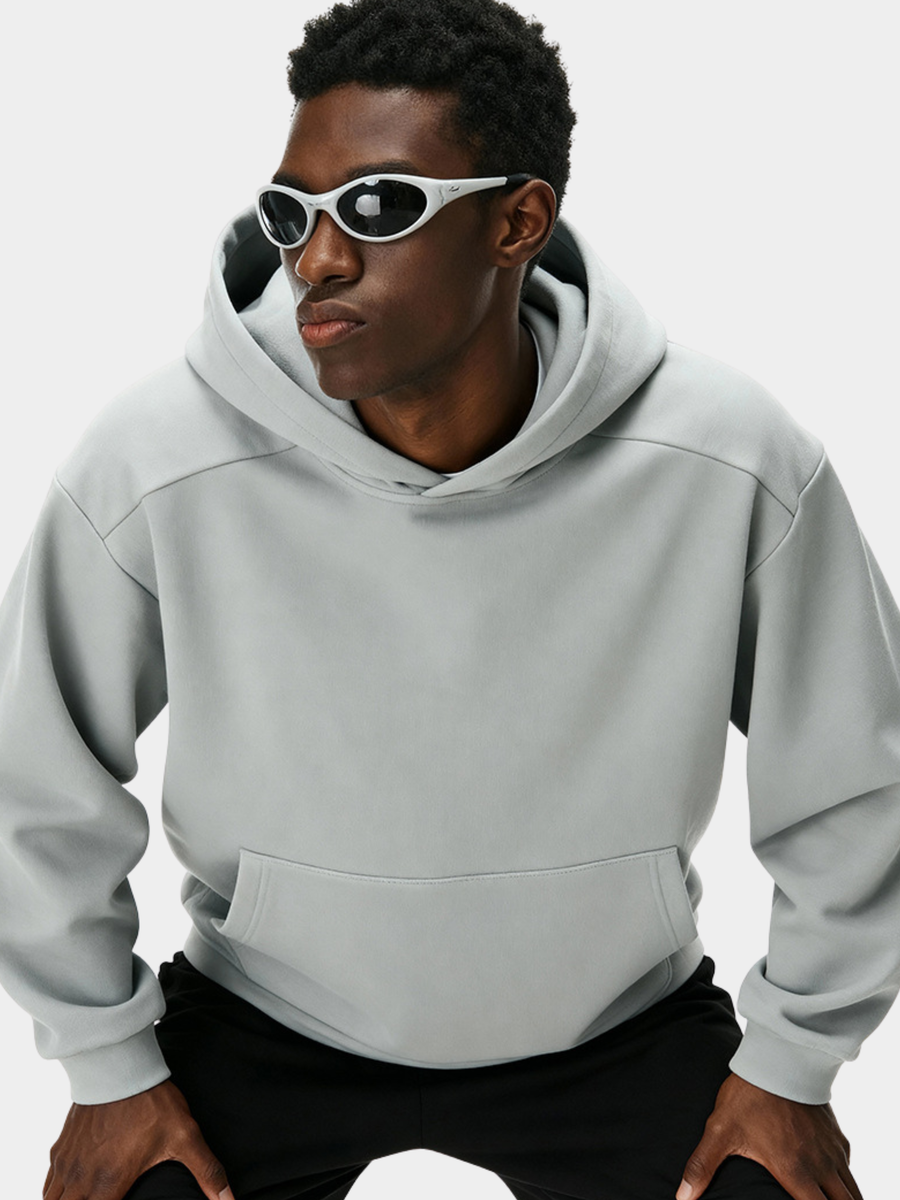 Blackthorn - Men's Fleece-Lined Solid Color Pullover Hoodie Jacket