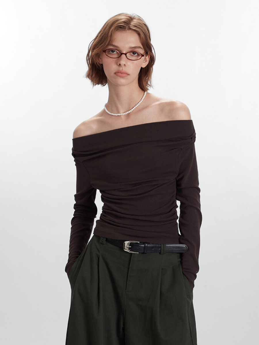 Timberfall - Women's Off-Shoulder Slim-Fit Long Sleeve T-Shirt