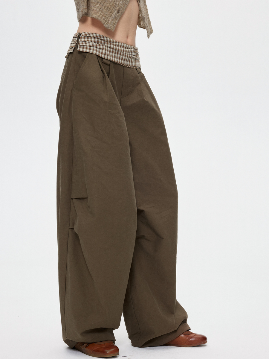 Terracast - Women's Pleated Panelled Waist Straight-Leg Pants