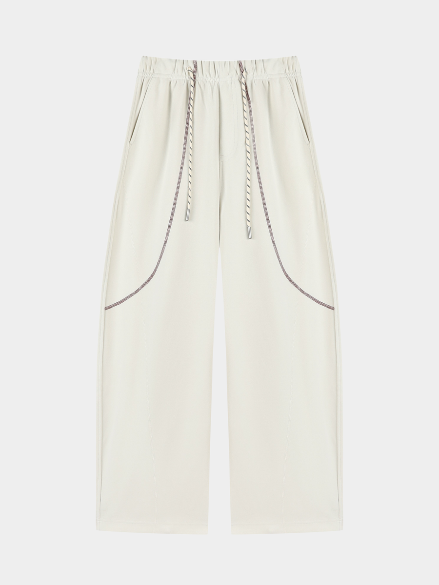 FrostField - Unisex Color-Stitch Contrast Relaxed Straight Sweatpants