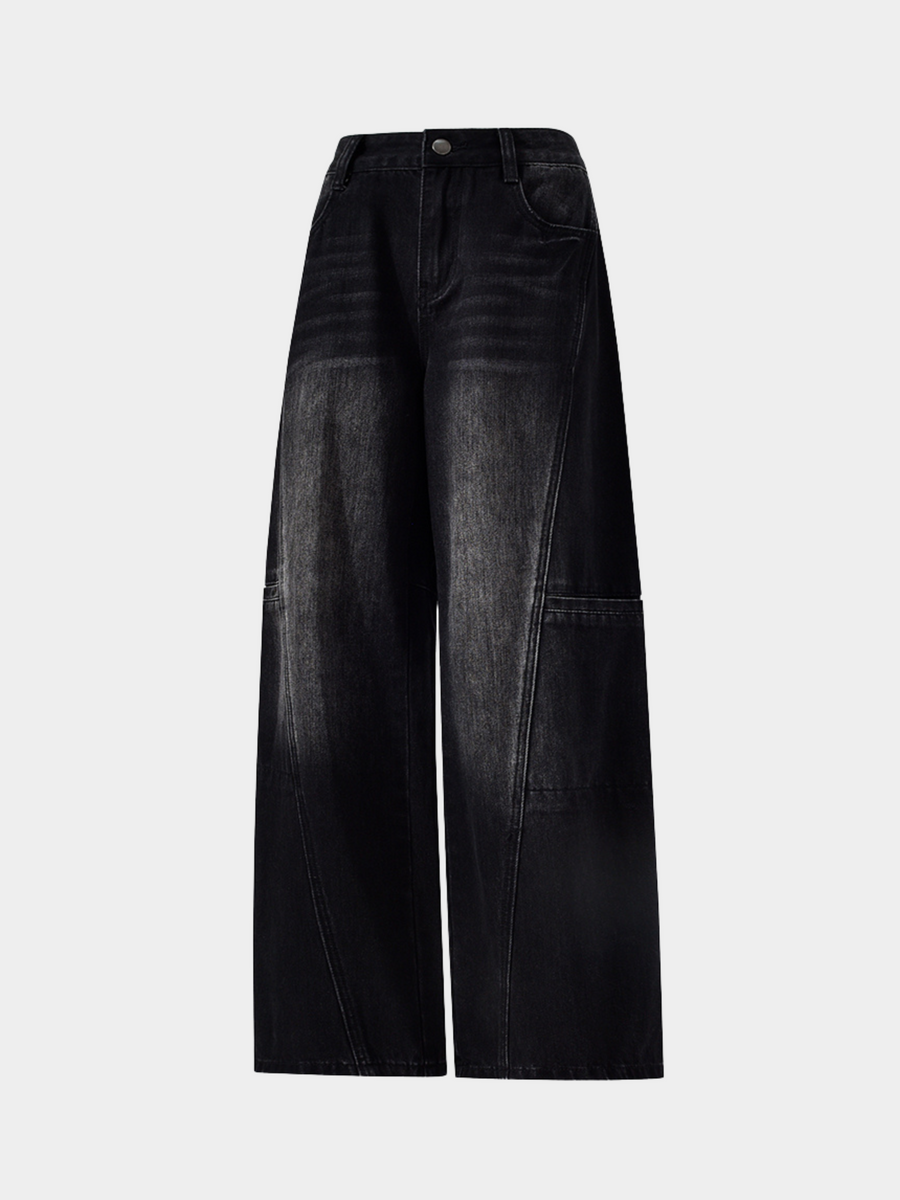 Highreach - Women's Oversized Pocket Straight-Leg Deconstructed Jeans
