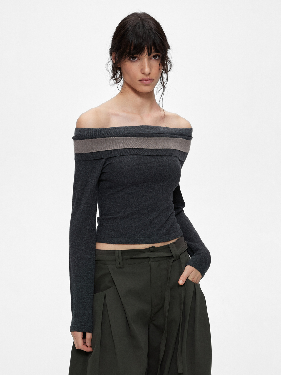 Ironwood - Women's Color-Block Off-Shoulder Knit Slim-Fit Top