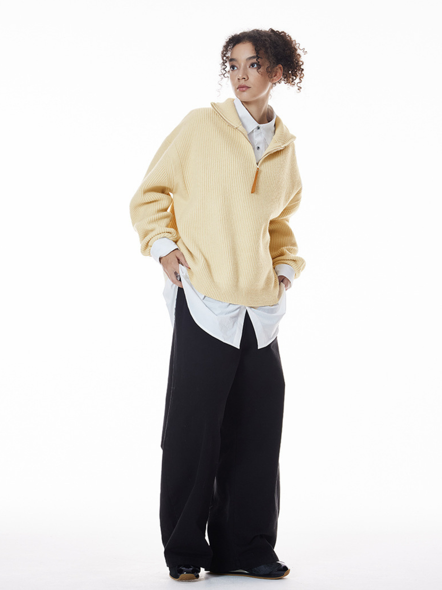 Thistle - Unisex Half-Zip High-Neck Knit Sweater