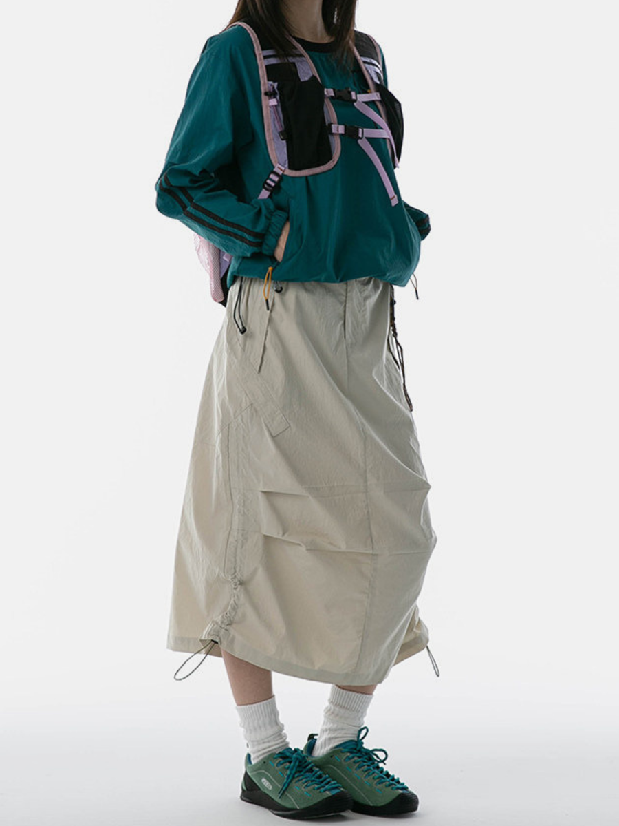 MontView - Women's Quick-Dry Drawstring Utility Midi Skirt