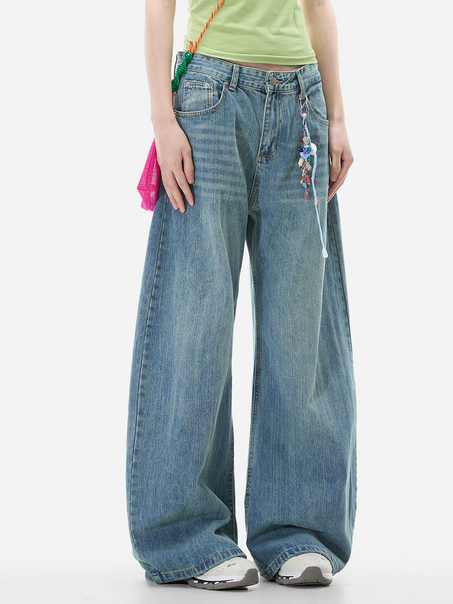 LowFell - Women's Washed Relaxed Straight-Leg Denim Jeans