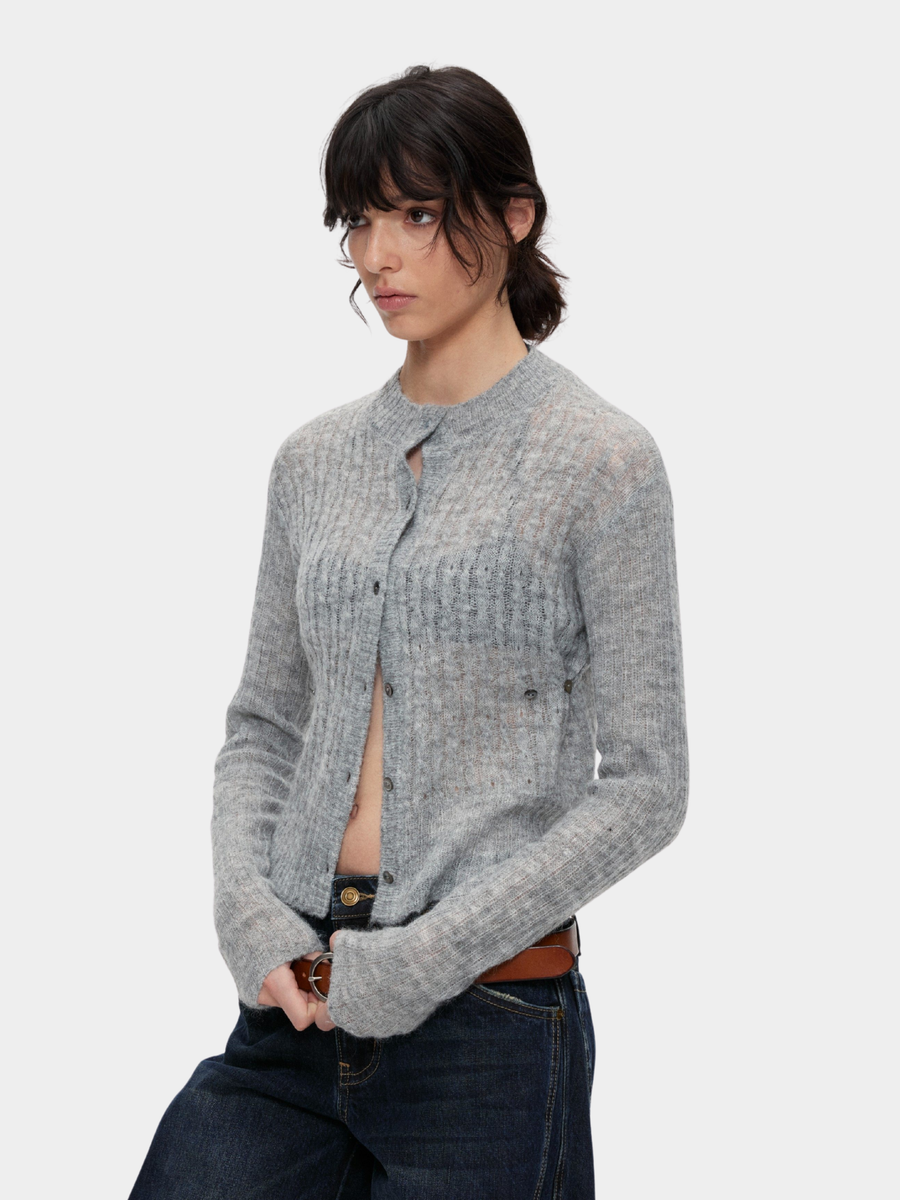 Ashglow - Women's Wool-Mohair Blend Buttoned Sweater