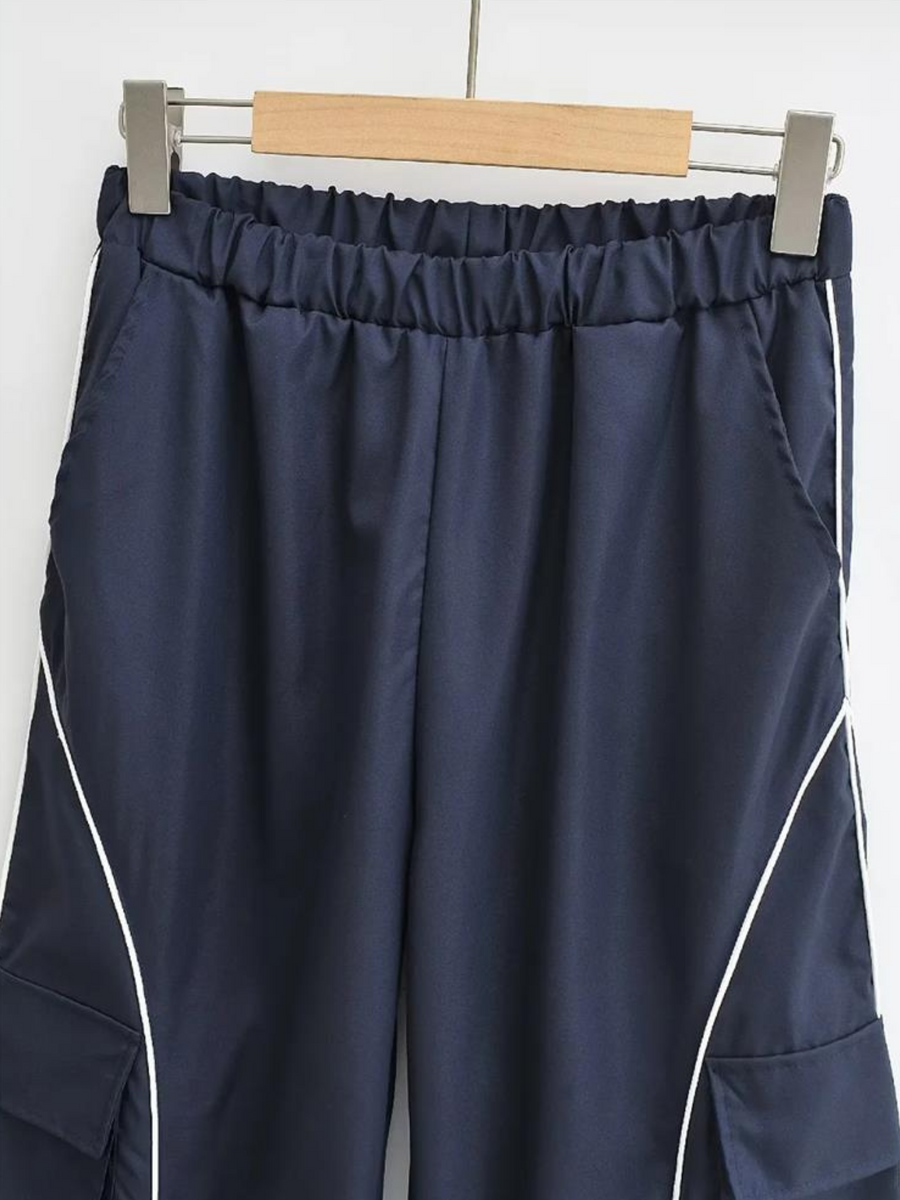 ThornStep - Women's Multi-Pocket Side Stripe Loose Pants