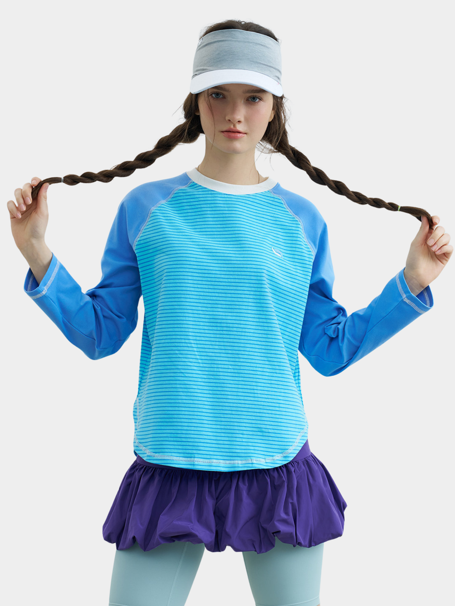 Ironholt - Women's Contrast Stripe Panel Cotton Long-Sleeve