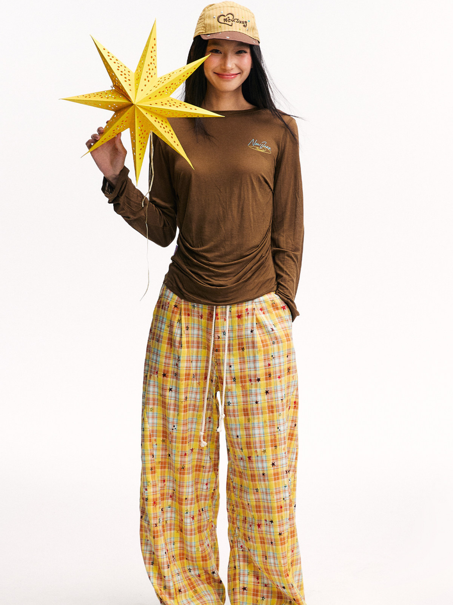Ashbase - Women's Lightweight Lyocell Star Print Long Sleeve Top