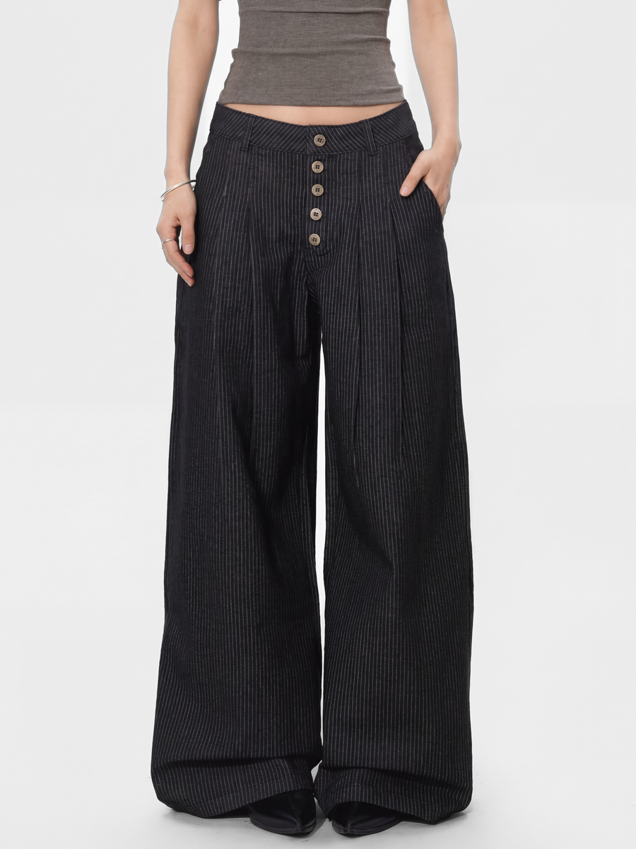 MistRidge - Women's Striped Wide-Leg Straight Pants